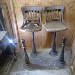 Antique Bar Stools/ Parlor Chairs With Pedastals 