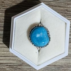 Natural Gemstone Natural-shaped Raw Turquoise Heart Ring Handmade Jewelry 