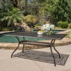 Phoenix Hammered Bronze Rectangle Aluminum Outdoor Patio Dining Table (Table Only)