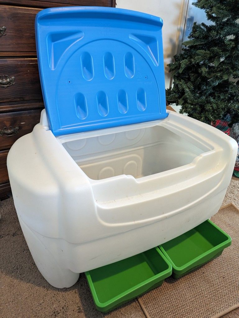 Large Toy Chest With Jumbo Lego-style Blocks