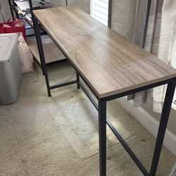 Beige wood metal frame hallway Side table frame display, flower/pants display