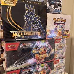 Mega ETB, Surgion BB, Prismatic surprise box+ booster bundles, Black bolt Bundle