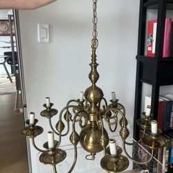8 Arm Brass Chandelier Large Good Working Order