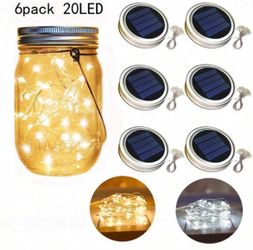 6 pcs / Solar Mason Lid Light String Solar Cracked Glass Globe Lights Accessories LED Copper Wire Light String Without Bottle Outdoor Patio Wishing Li