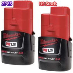 2Pack Milwaukee 48-11-2430 M12 REDLITHIUM CP 3.0Ah Compact Battery Free shipping