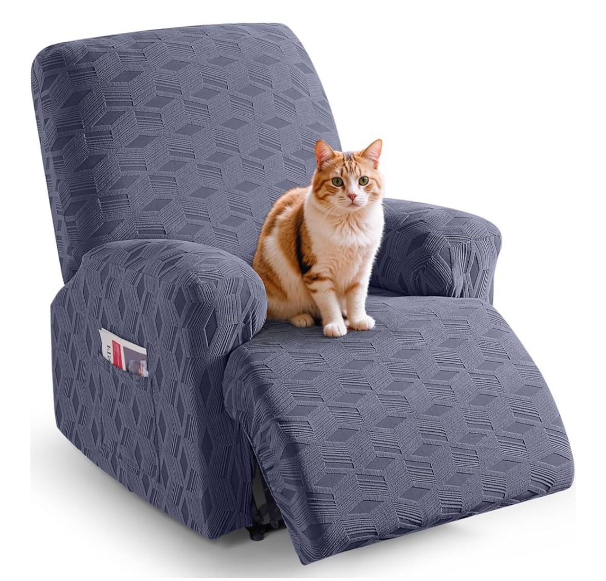 Oversized Recliner Cover Stretch Recliner Chair Covers, Jacquard Reclining Chair Cover, Furniture Protector Sofa Slipcovers Couch Covers with Elastic