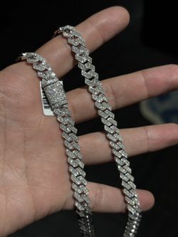14k 9.5mm Cuban chain natural VS1 15ct diamonds 22”