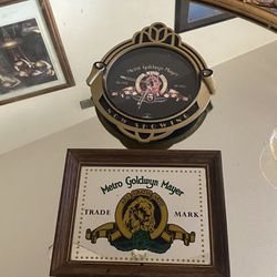 Antique MGM clock and sign 