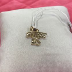 14KT Gold Sweet 16 Pendant