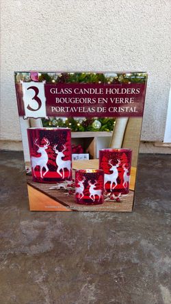Christmas Glass Candle Holders 3 Sizes