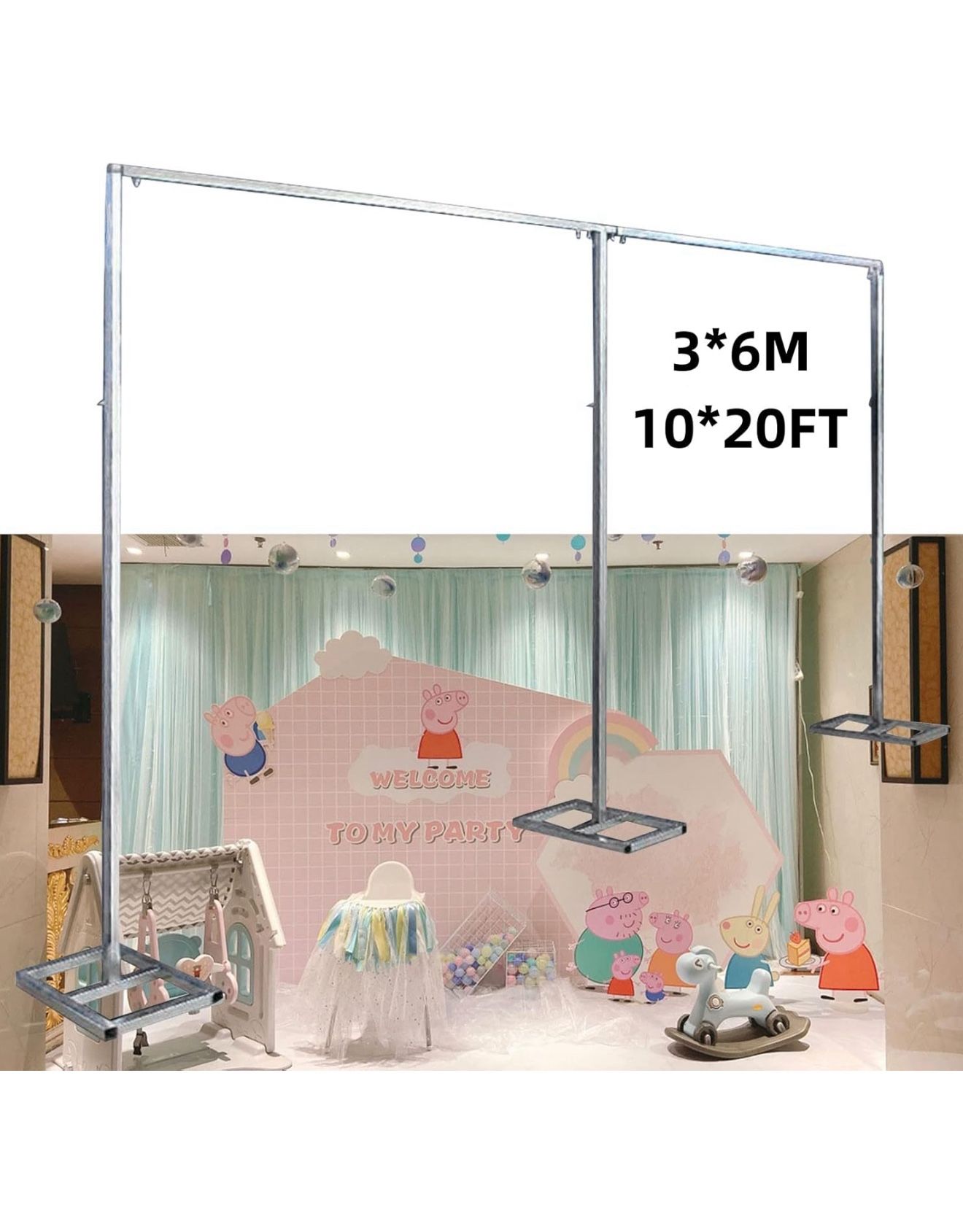 10x20ft Backdrop Stand, Wedding Party Backdrop Stand Pipe Kit Curtain Frame, Professional Background