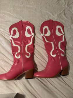 Pink and White Cowboy Western Boots