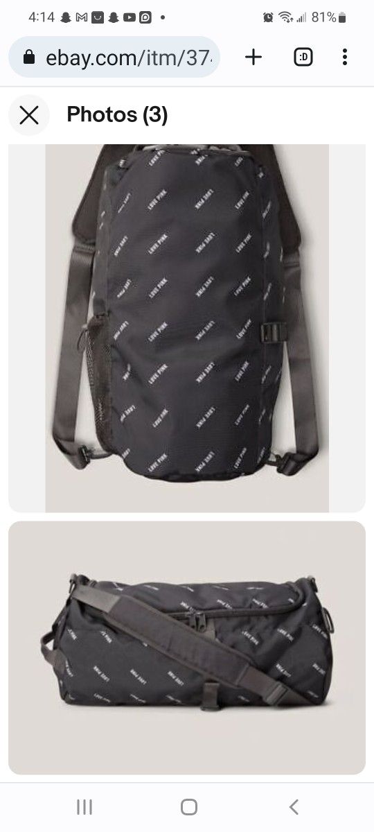 Victoria's Secret PINK Logo Duffle Bag Travel Gym Weekender New With Tags