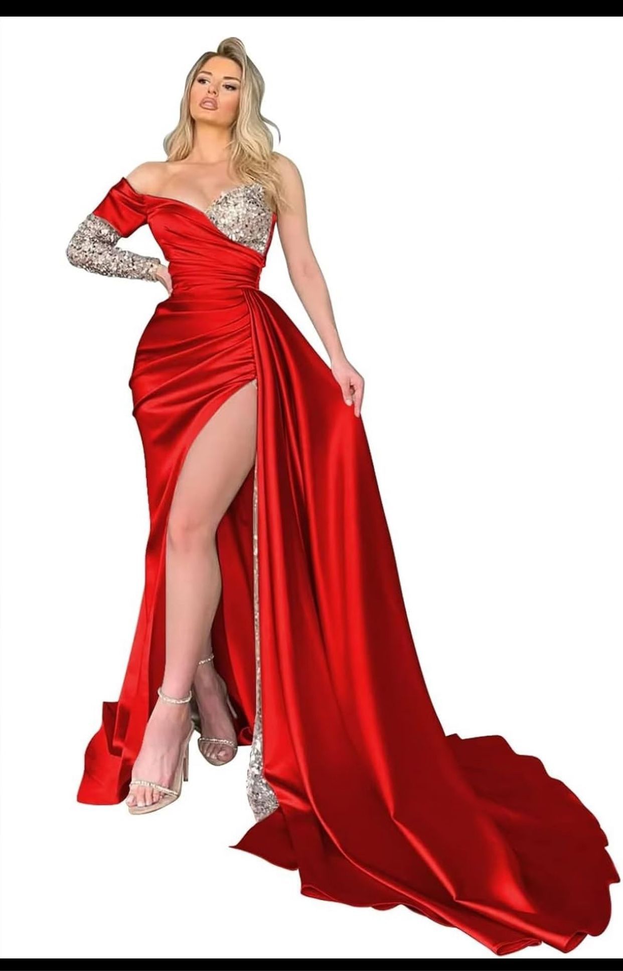 Women Mermaid Prom Dresses Long Satin Formal Evening Party Gowns