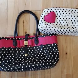Betsey Johnson Polka-Dot Tote with Accessories Bag 