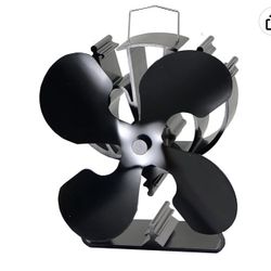 VODA 4-Blade Heat Powered Stove Fan for Wood/Log Burner/Fireplace