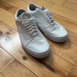 Leather all white Vans