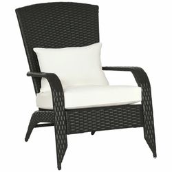 Outsunny Wicker Adirondack Chair Outdoor All-Weather Rattan Fire Pit Chair, Cream White