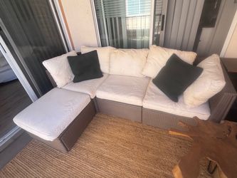 IKEA Outdoor Wicker Sectional Sofa with Cushions