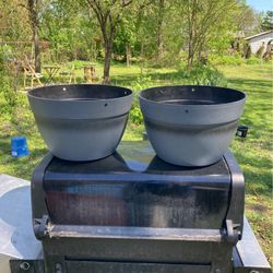 2 Speckled Gray Perennial Planters