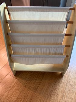 Kids Sling Bookshelf with Canvas Pockets