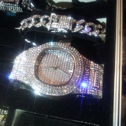 Watch Bracelet Two-piece Set Combination Lab Diamond Ice Brilliant