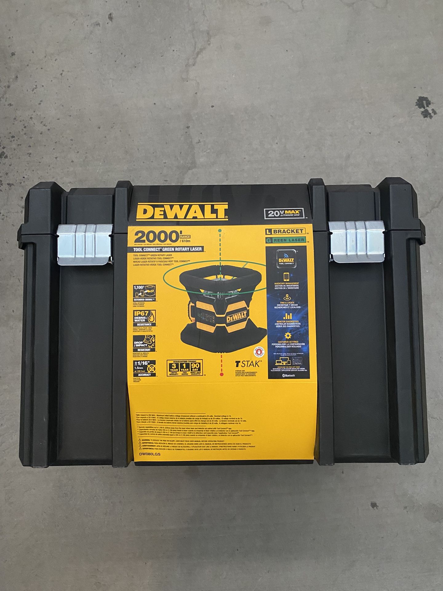 Dewalt 20V MAX Tool Connect Green Tough Rotary Laser DW080LGS