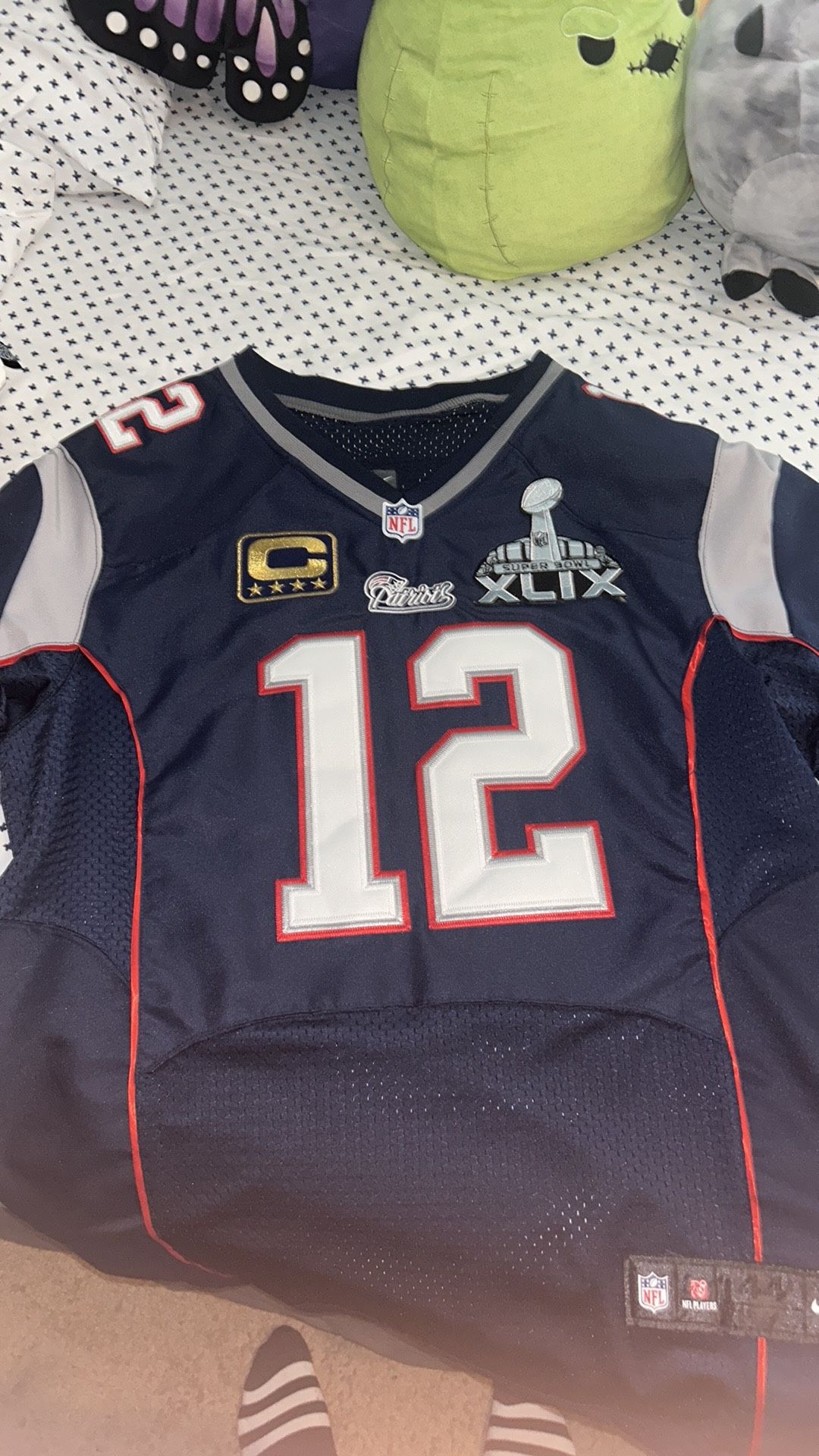 Tom Brady Super Bowl XLIX jersey W Patch And Captain Patch. New England Patriots