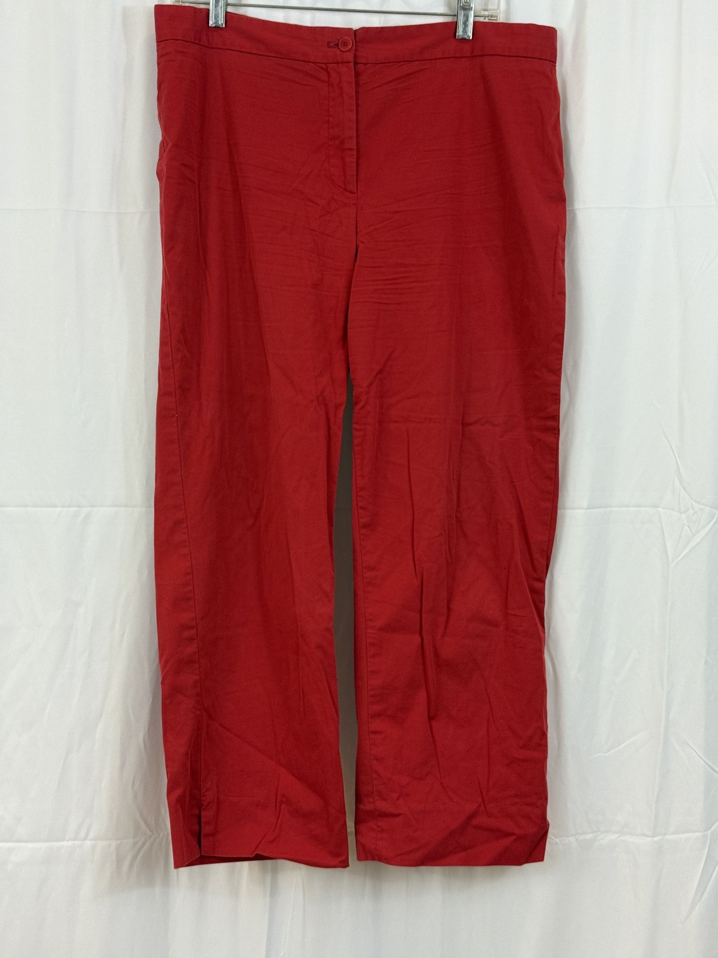 DKNY Modern Stretch Red Straight Leg Cropped Pants, Size 16