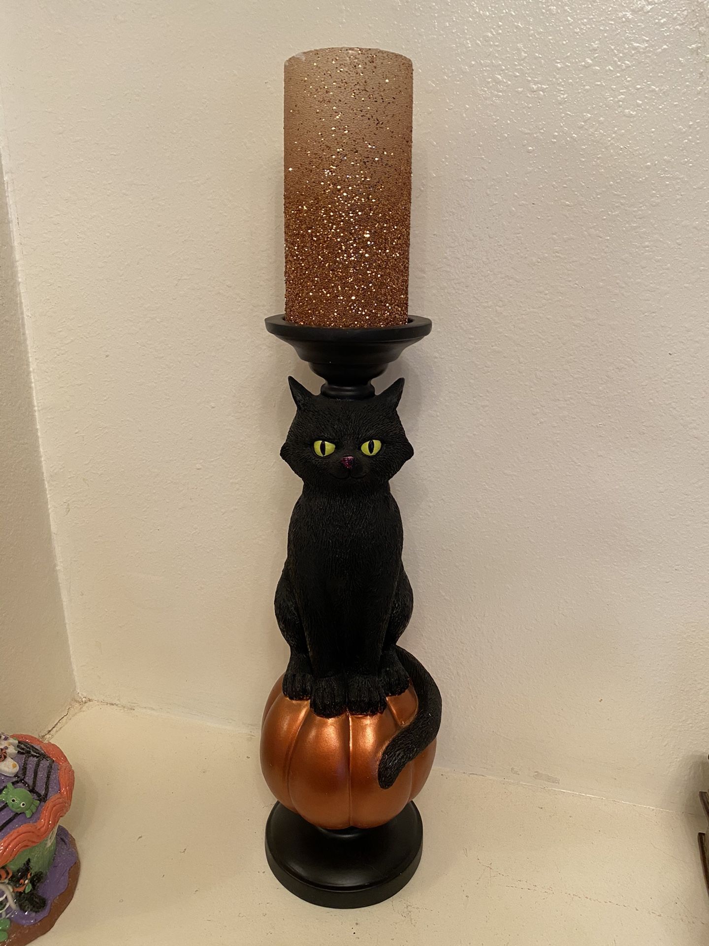 Halloween flawless candles with pillars! Black cat and witches hat