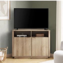 mopio Brooklyn Corner Storage Cabinet, Mid Century Modern Buffet, Entertainment Center, Storage Cabinet with Doors and Shelves, Media Cabinet for 55 i