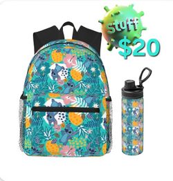 Stitch Backpack And Water Bottle Set