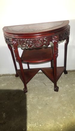 Marble top carved oriental half table