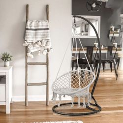 Hanging Hammock Swing Chair Rope Swing Seat for Indoor Outdoor Patio Garden Porch
