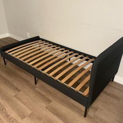 SLATTUM
Upholstered bed frame, Vissle dark gray, Twin