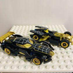 Spiderman Hot Cars Pair Black Gold Wheels | New Custom Toy Car