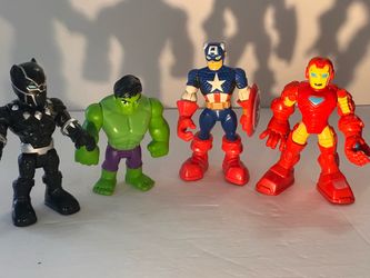 Playskool Marvel Super Heroes Adventures Lot 4 Figures Hulk Iron Man Cap Panther
