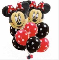 Minnie Mouse bouquet red and black polka dots balloons