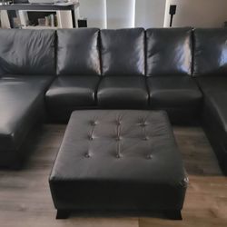 Beautiful Black Creative Leather Sectional Sofa