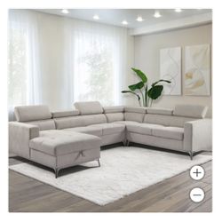 Blaise Fabric Sectional w/ Storage Chaise – Modern, Spacious & Like New!
