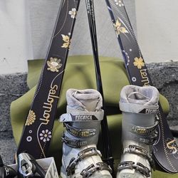 BRAND NEW WOMEN'S SKIS, BINDINGS, BOOTS, & POLES