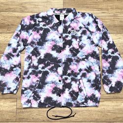 Victoria's Secret PINK Spellout Tie Dye Pattern Oversized Bomber Jacket Womens M