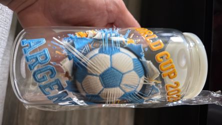 Argentina World Cup glass with straw