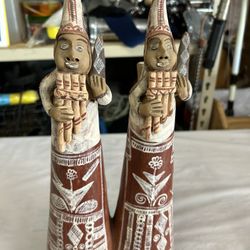 Vintage Peruvian Terracotta Panpipe Musician Figurine/1970’s