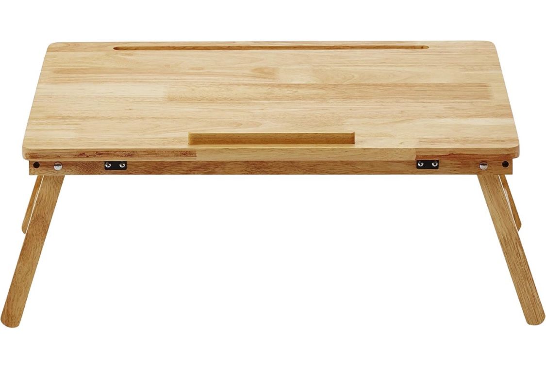 Amazon Basics Laptop Table with Open Top, Wood, Natural 15.75"D x 23.62"W X 10”