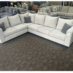 Light gray comfy sectional sofa