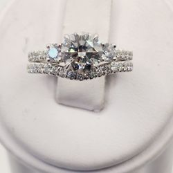 14k Gold 1.21ct Vs2 G Lab Diamond Center Stone Engagement Set