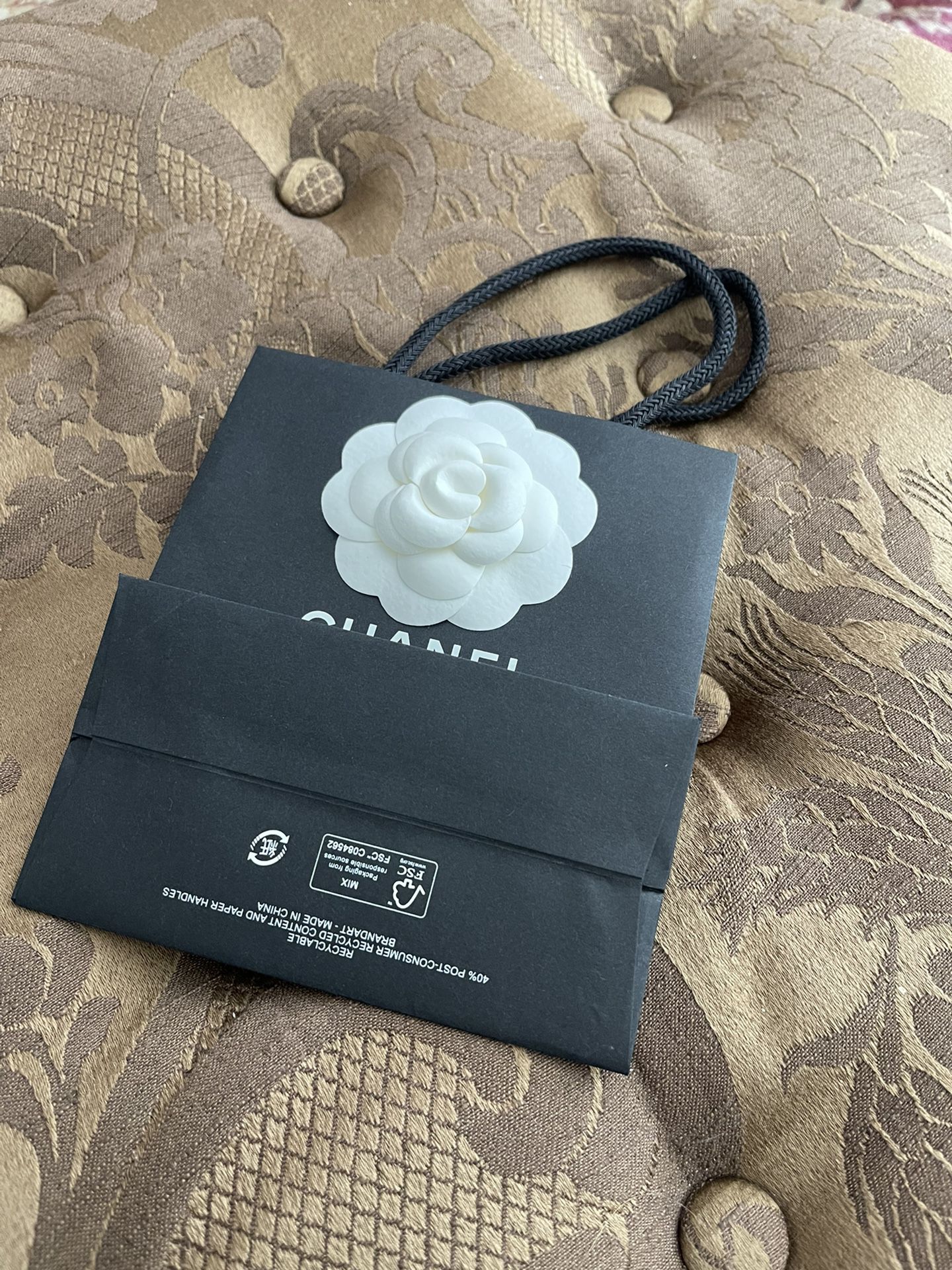 Brand new small size Chanel shopping bag size 6.25x5.5x3.25 inches, perfect for a small wallet, jewelry or cosmetics