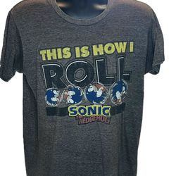 Sonic the Hedgehog “This Is How I Roll” T-Shirt Mens Size L Gray SEGA Gamer Tee