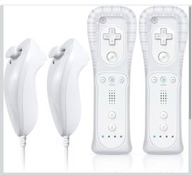 Remote Controller with Nunchuck, Compatible with Nintendo Wii/Wii U, 2 Pack (White) FASIGO